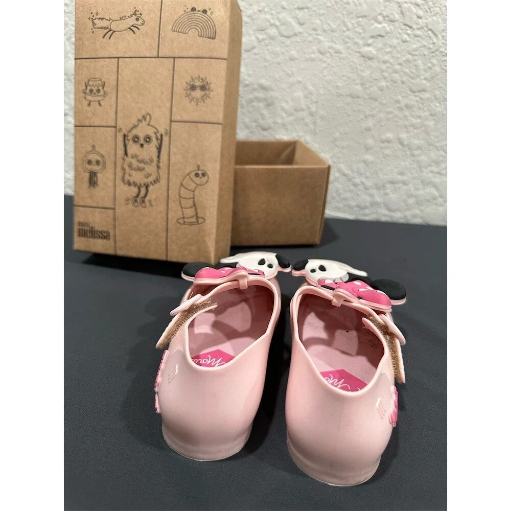 Mini Melissa Disney Minnie Mouse Girls Pink Mary Jane Flats Size 8 US